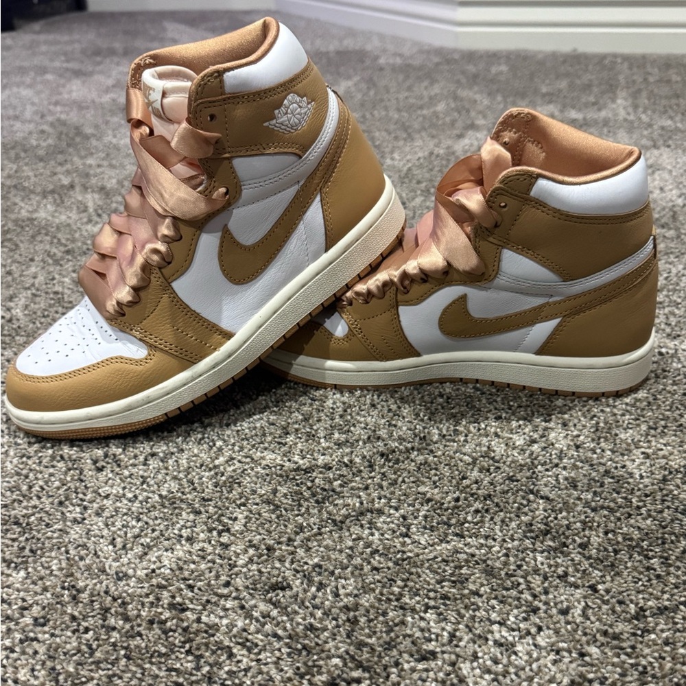 Nike Women’s Air Jordan 1 High OG White & Tan Casual Sneakers